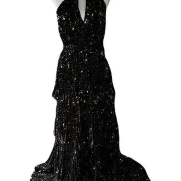 Alex Marie halter gold and black star dress starfall ball dress - Picture 11 of 13